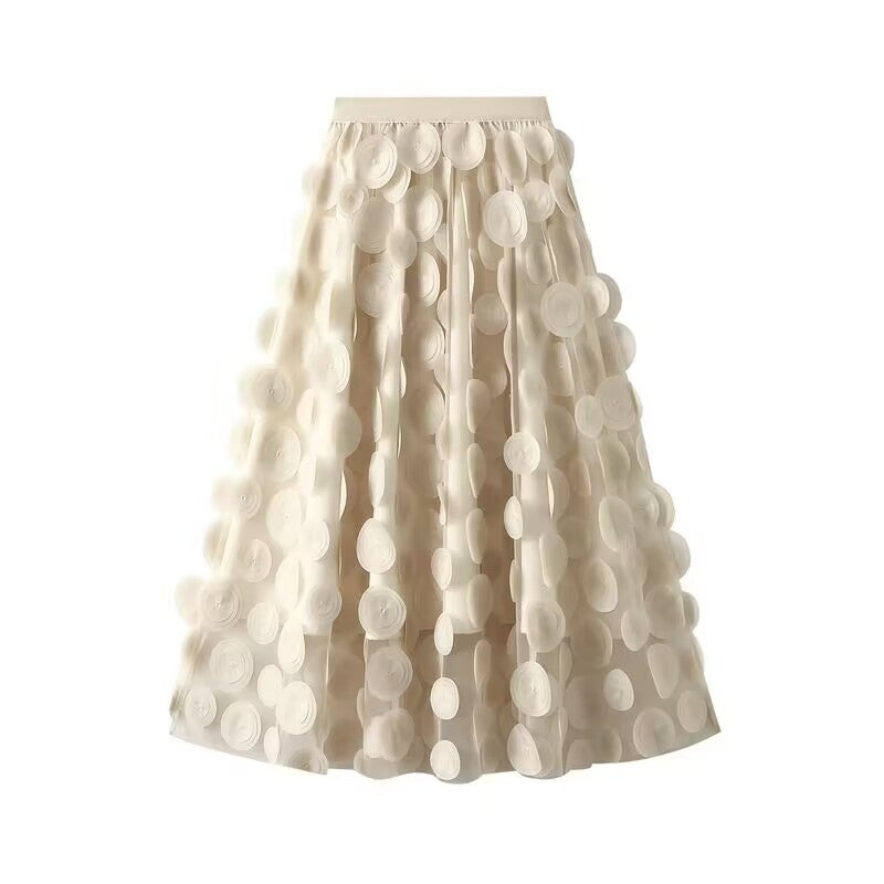 Applique Flared Midi Skirt