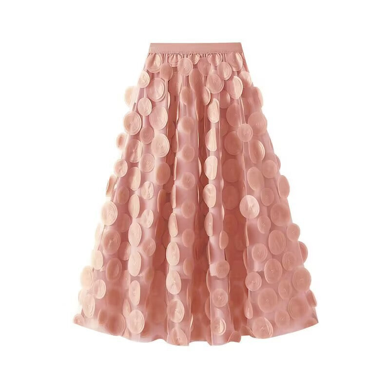 Applique Flared Midi Skirt