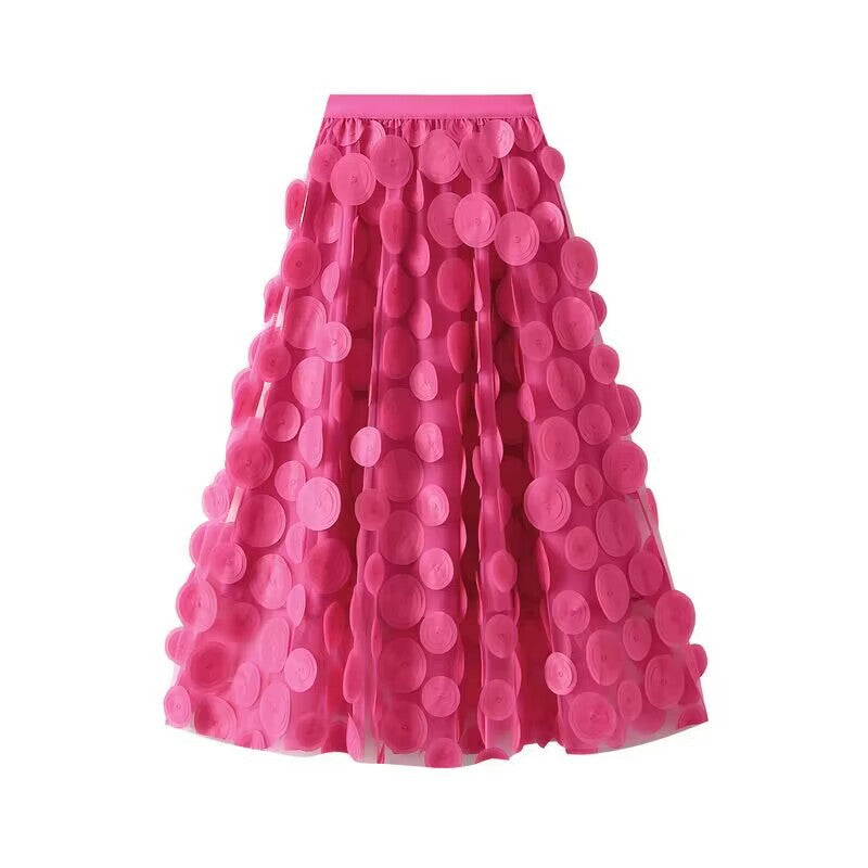 Applique Flared Midi Skirt