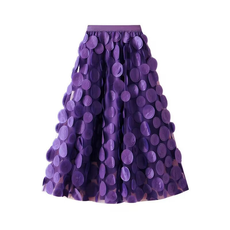 Applique Flared Midi Skirt