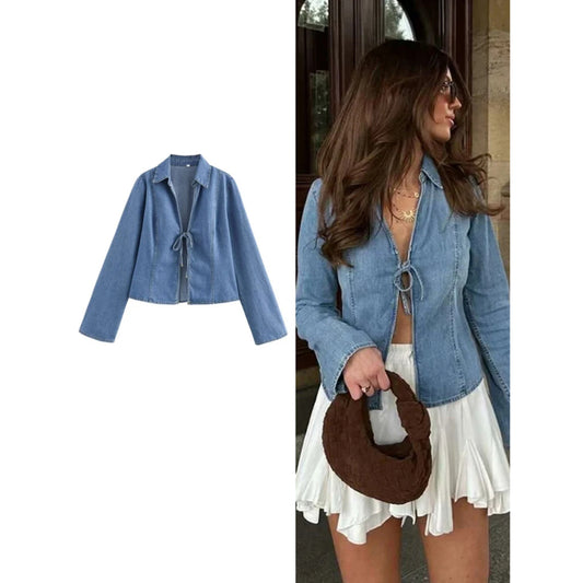 Denim Tie-Front Top