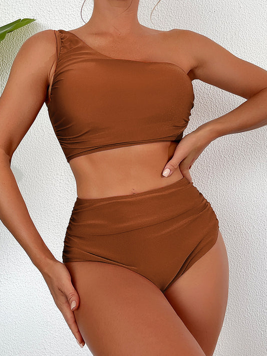 Two Piece One Shoulder Swim Set