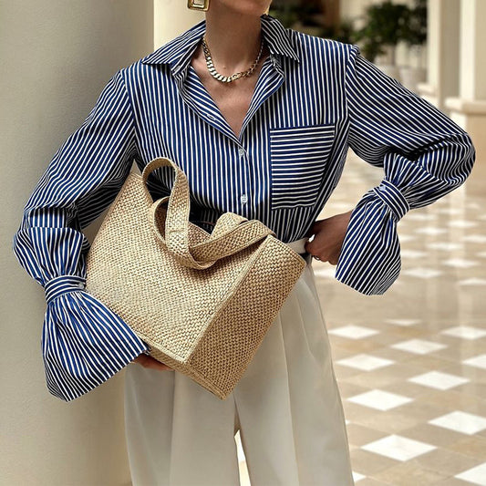 Blue and White Striped Shirt