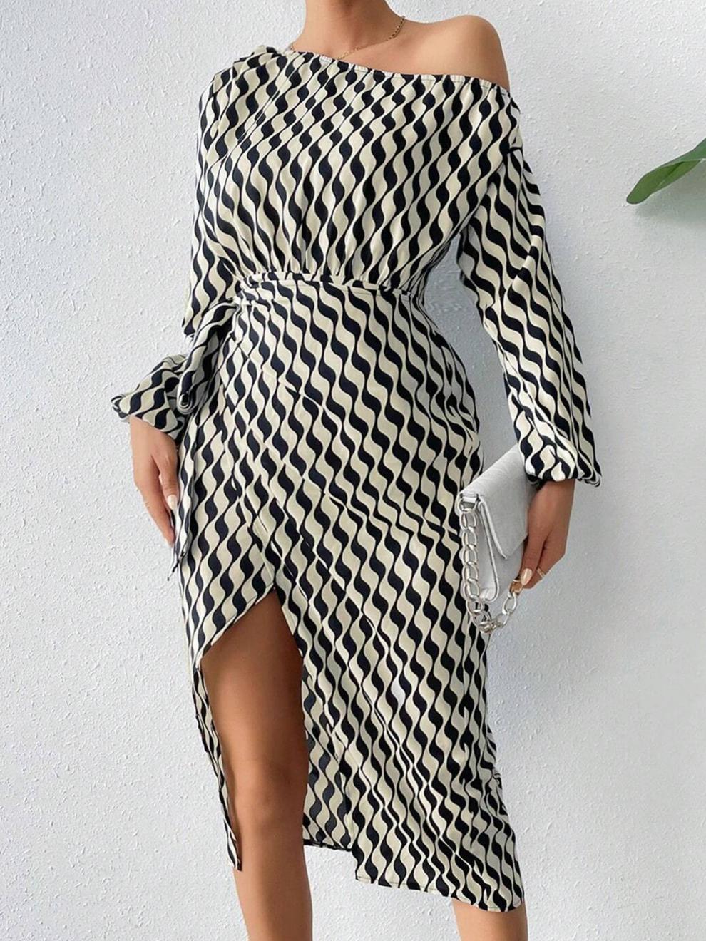 Black and White Midi Dress