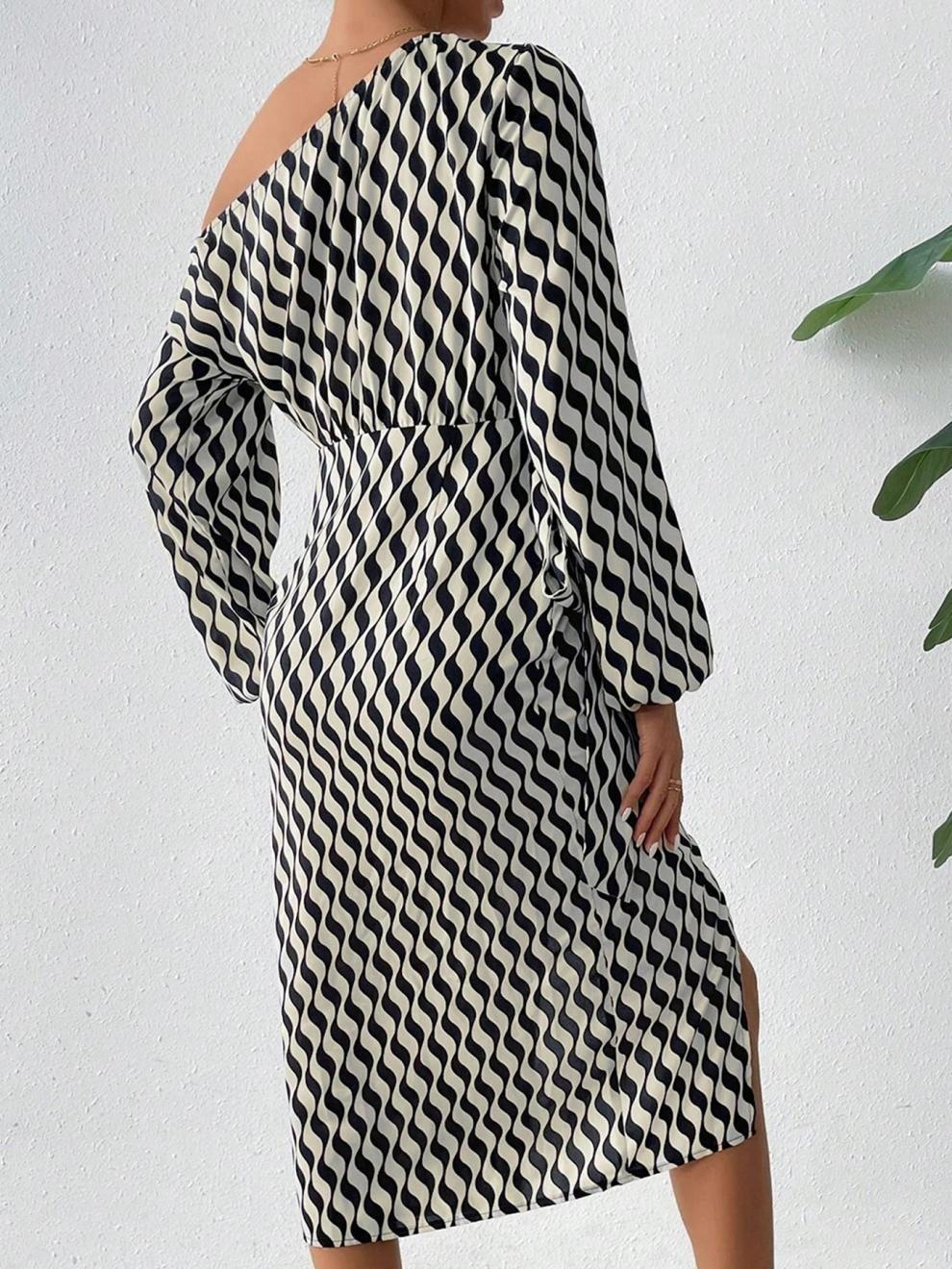 Black and White Midi Dress