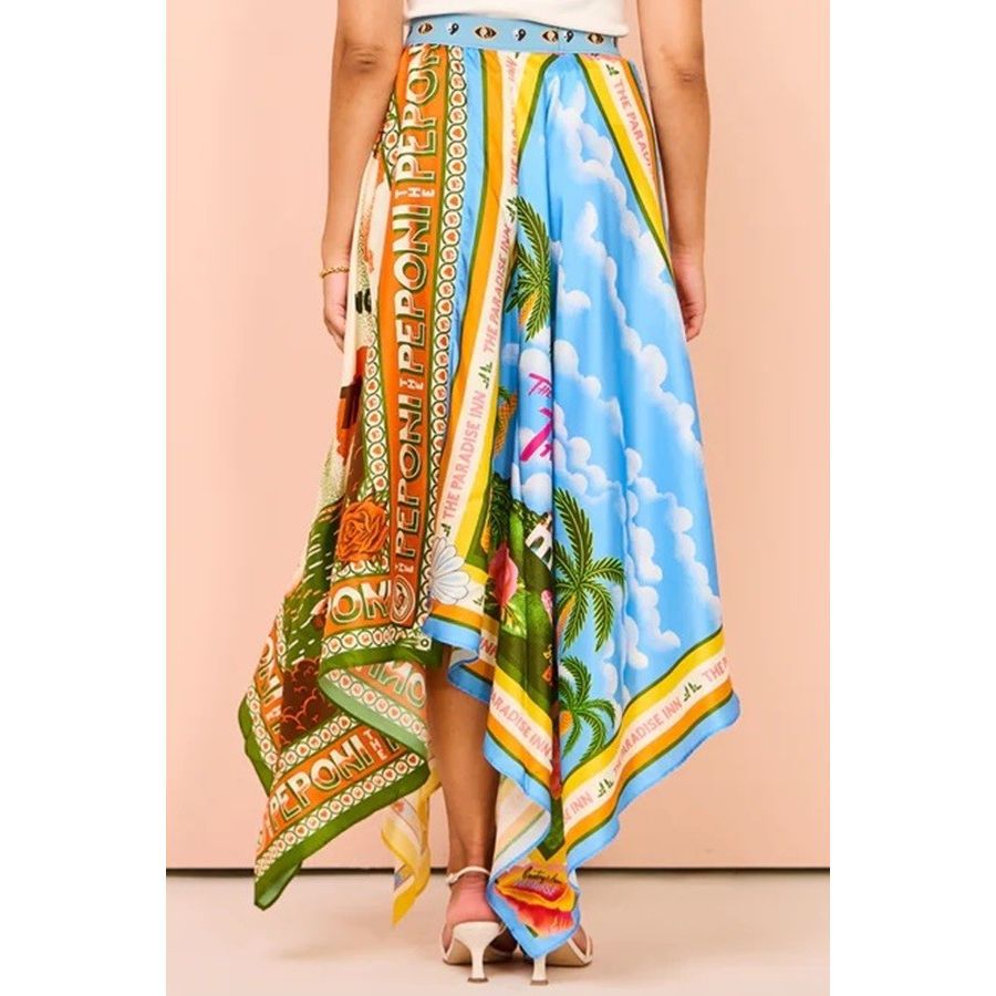 Asymmetrical Printed Maxi Skirt