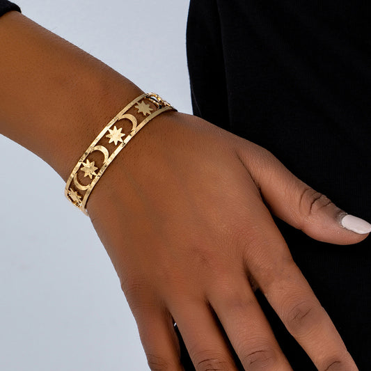 Gold Moon and Star Bracelet