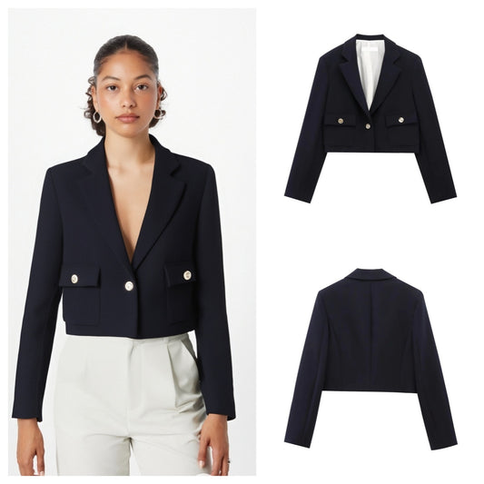 Black cropped blazer