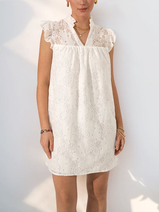 Collared White Lace Dress