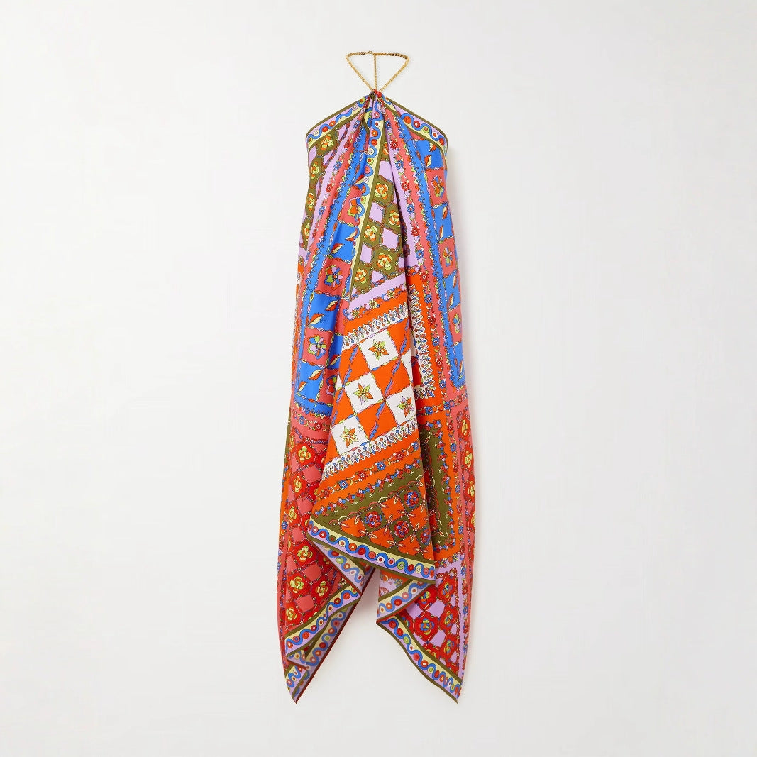 Riviera Escape Halter Neck Scarf Dress