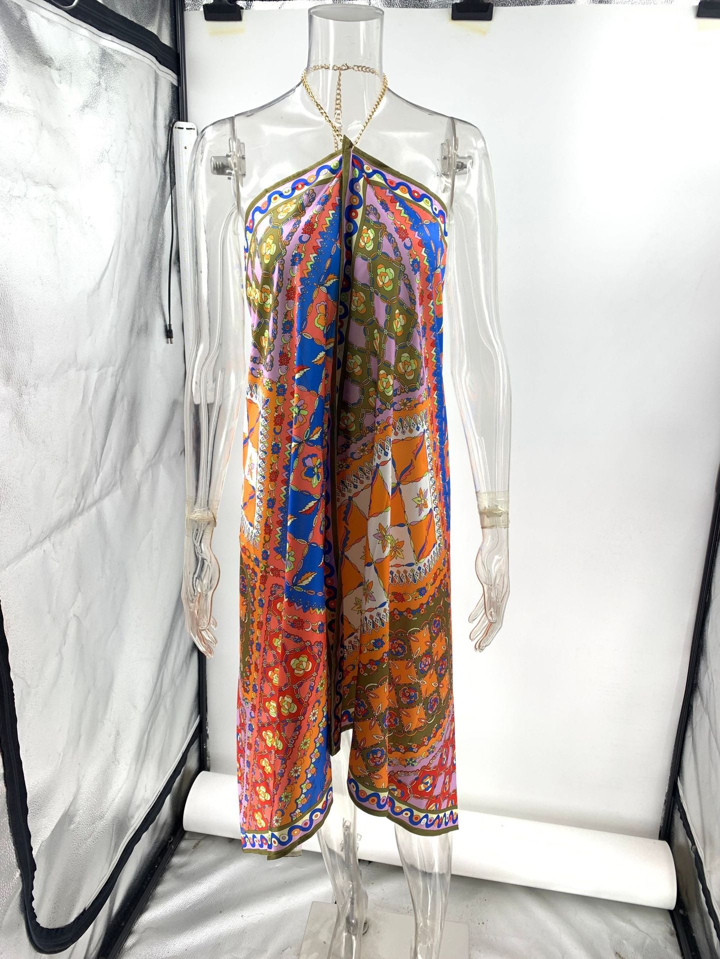 Riviera Escape Halter Neck Scarf Dress