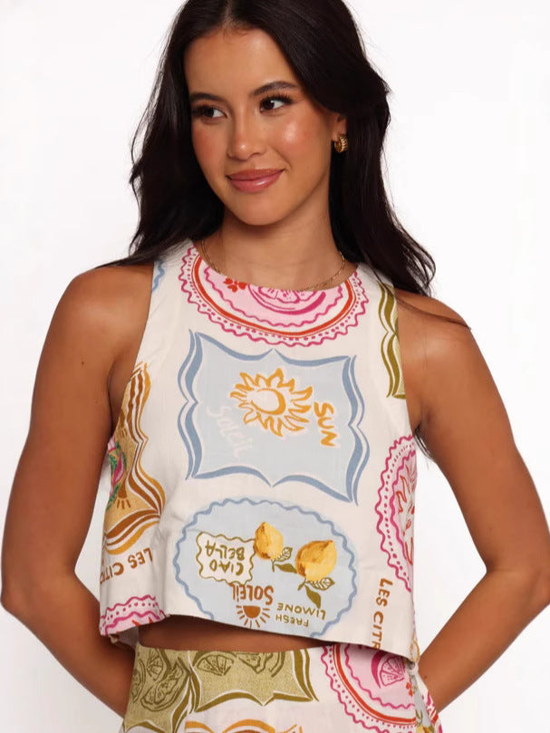 Ciao Bella Printed Crop Top and Skirt Set