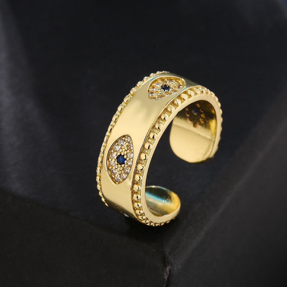 18K Gold Plated Gold Evil Eye Ring