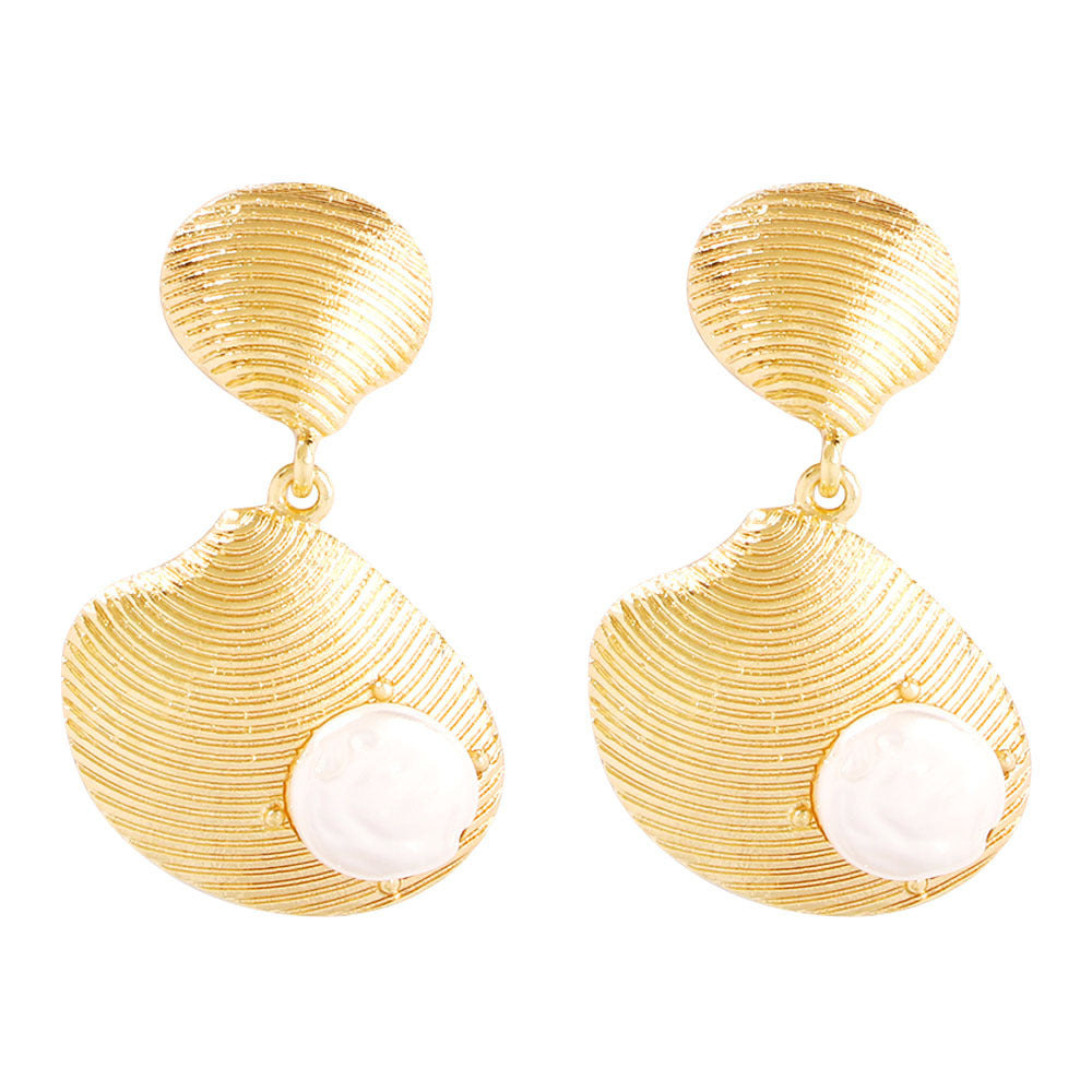 Gold and Pearl Shell Earrings