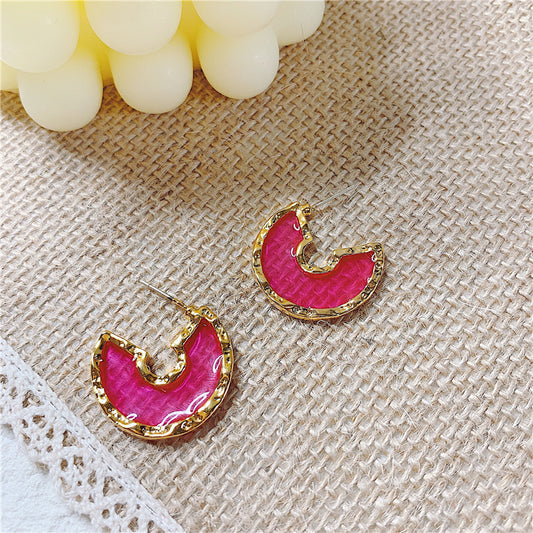 Gold and Pink Acrylic Earrings