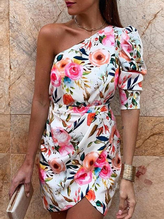 Floral One Shoulder Dress