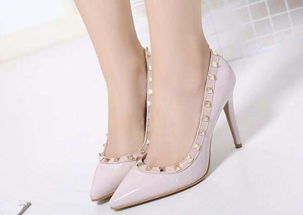 Nude Pumps with Gold Rivets