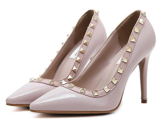 Nude Pumps with Gold Rivets